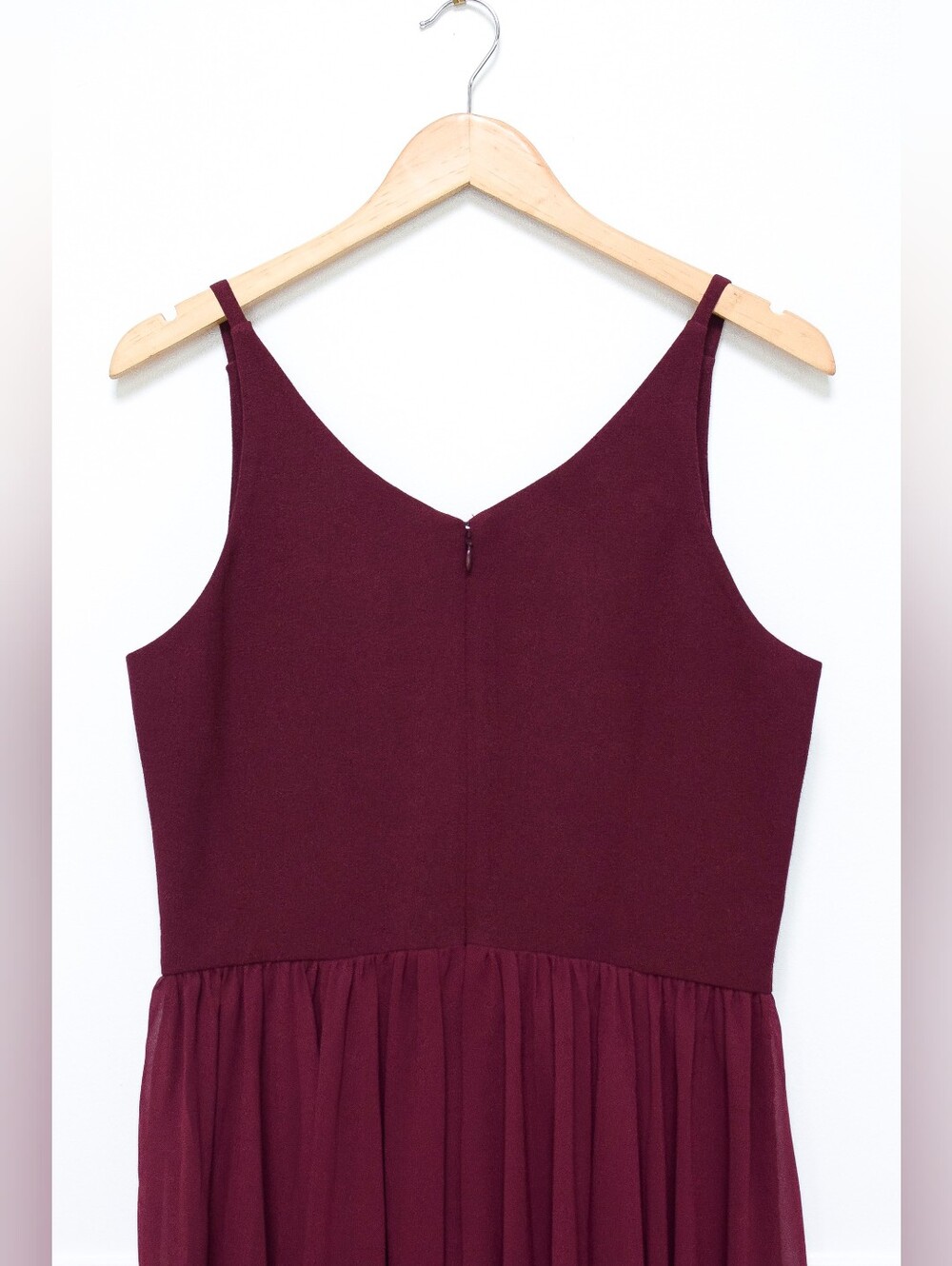 Dress The Population Alicia Dress Burgundy Chiffon Fit & Flare Lace Trim Size L - Picture 7 of 11